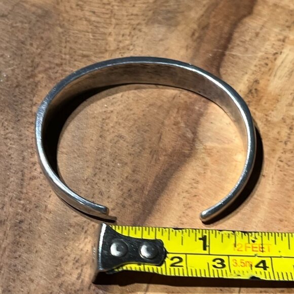 Old Pawn Sterling Native American Hopi Bear Claw Paw Turquoise Cuff Bracelet - Picture 7 of 8